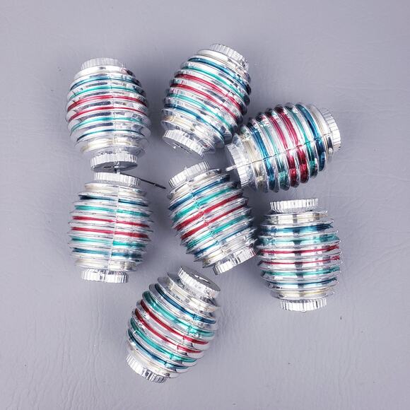 Vintage Bradford Hard Plastic Barrel Lantern Christmas Ornaments Lot of 7 - Picture 1 of 6